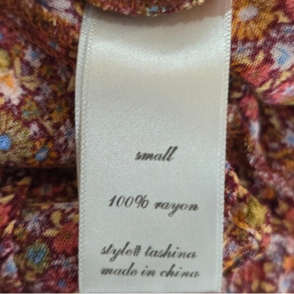 Altar'd Stater Red Floral Print Ruffled Smocked Romper Women's Suze Small - Picture 10 of 11